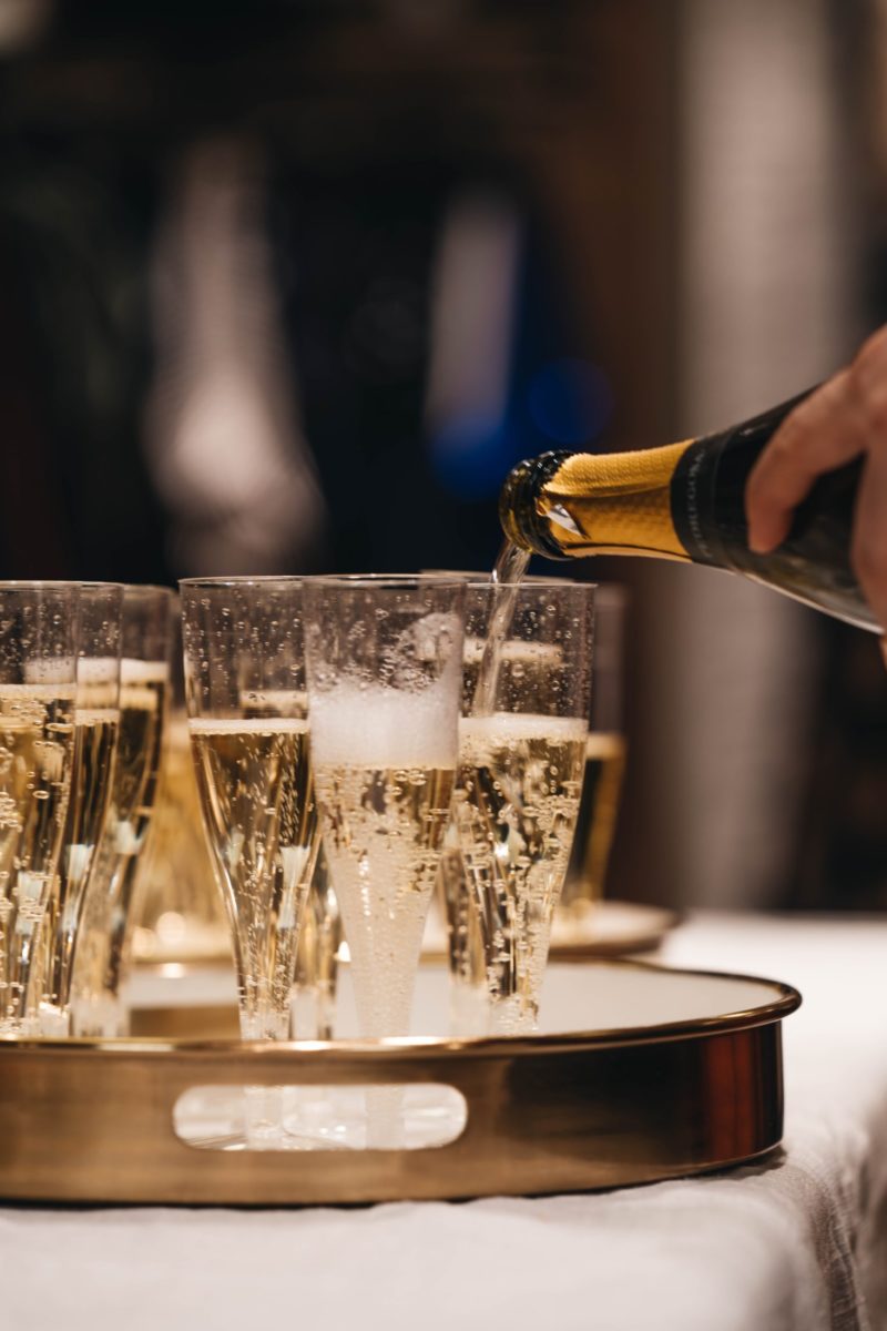 Champagne being poured into glasses