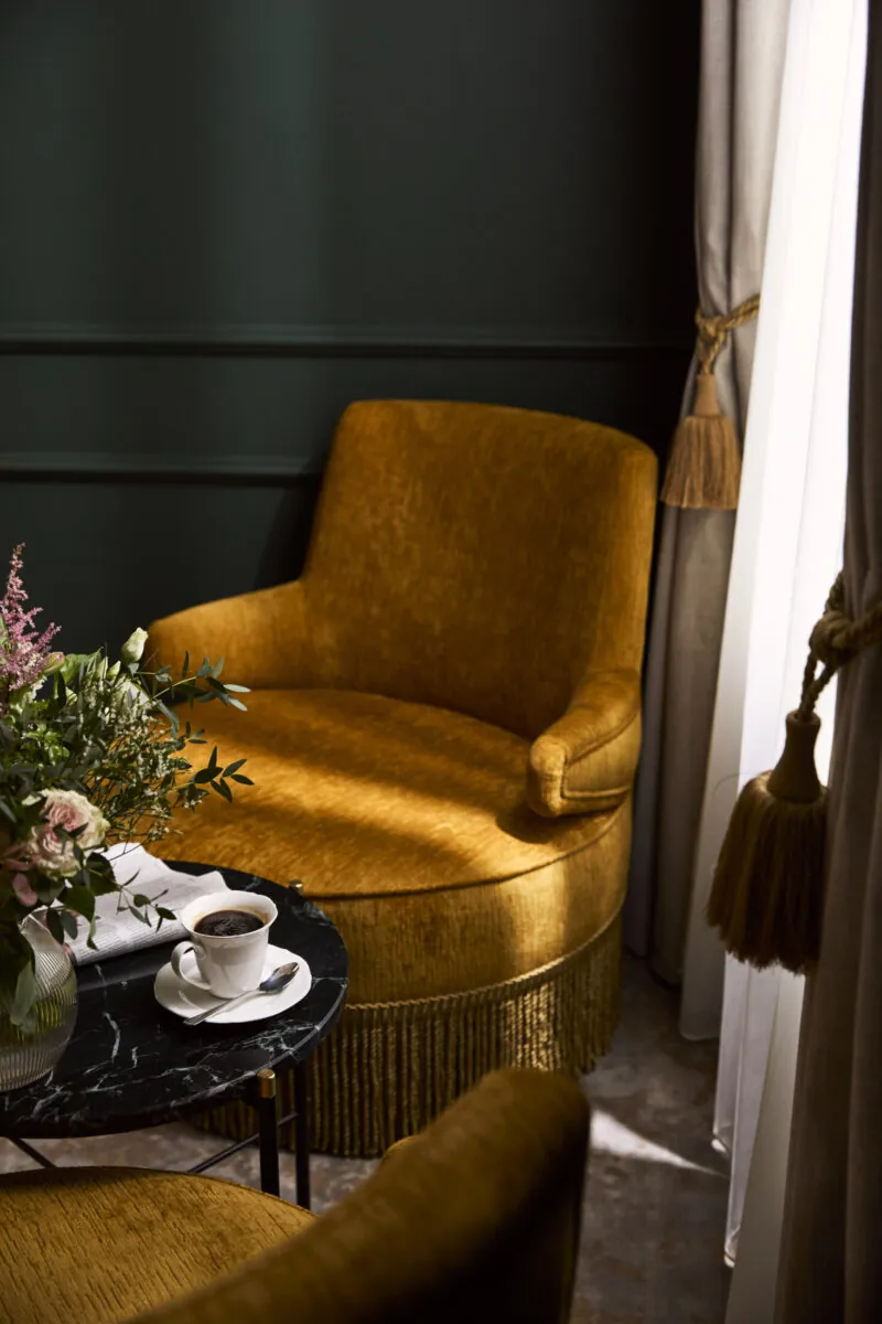 Francis Hotel New Room Interiors, Decorative chair with coffee